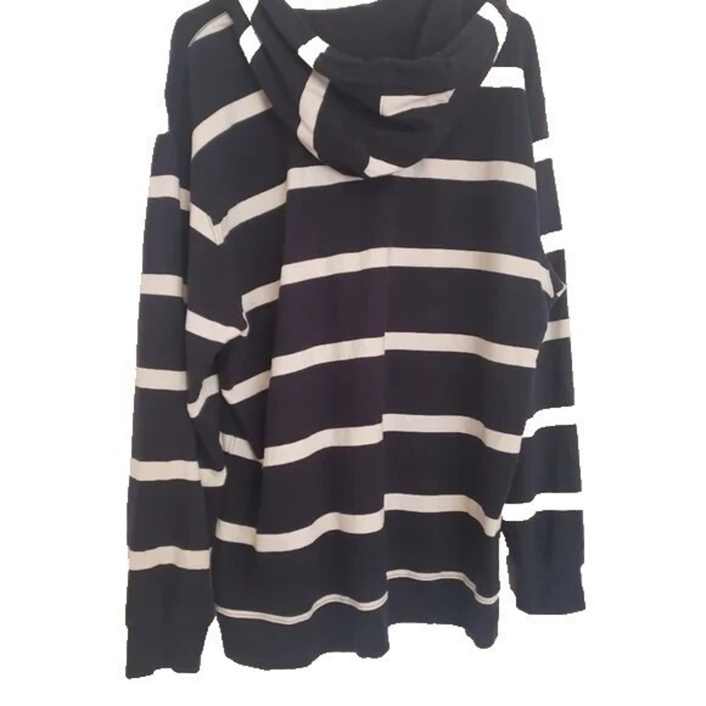Chaps Mens XL Striped Hoodie Sweatshirt Pullover Fleece Kangaroo Pocket - Picture 3 of 6